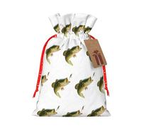 Cebo con línea de pesca comiendo peces pequeños, bolsa de cordón de moda con etiqueta kraft para Navidad, Halloween, fiesta, embalaje de regalo