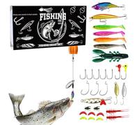 Cebo de bajo, pequeños accesorios de pesca de Navidad con ganchos, juego de señuelos de pesca artificiales, para trucha, perca, bagre, , salmón, agua salada, agua dulce, río, , lago, kayak