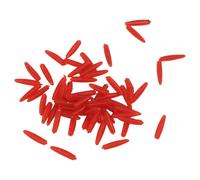 Cebo de gusano suave rojo paquete de 60 señuelos de pesca de goma para lucio barbel - Accesorio de aparejos de acción realista de 20 mm (recto con 60 piezas)