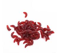 Cebo de gusano suave rojo paquete de 60 señuelos de pesca de goma para lucio barbel - Accesorio de aparejos de acción realista de 20 mm (canción con 60 piezas)