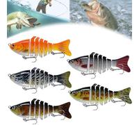 Cebo de natación biónico, 5pcs Señuelo robótico de na-tación, Multi-articulado de Nata-ción, Ce-bo de natac-ión biónico 3D, Cebo de natación para Pesca de lubina, Señuelos de Pesca para diversas Aguas