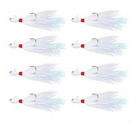 Cebo de pesca 8pcs con ciervos para ganchos de cabeza de pelo, material de acero de alto carbono, rango de peso 7g a 85g para pesca de agua dulce y salada antibottom (D)