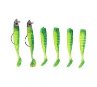 Cebo de Pesca Artificial de Silicona Señuelo Suave Ojos 3D realistas Movimientos de natación Agua Salada Agua Dulce Bass Crappie Walleye Pesca 6 Piezas 3 Colores (Verde aceitosa)