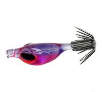 Cebo de pesca de calamar de madera que brilla en la oscuridad de 4 cm para una atracción eficaz de cefalópodos en entornos marinos (morado)