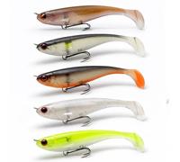 Cebo de pesca de plástico blando premontado con acción de natación natural, cabeza de hundimiento lento, gancho reforzado, ideal para perca, trucha, lucioperca, lucio, agua dulce y salada