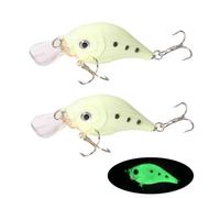 Cebo de Pesca Luminoso, 2 Unidades, Popper Duro Brillante, crankbait, señuelo for pececillos, lápiz hundido, swimbait VIB Wobbler(Crankbait)