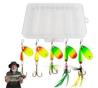 Cebo para con anzuelos con Plumas, 5 señuelos de con Caja de Aparejos, Accesorios de para Agua Dulce y Agua Salada