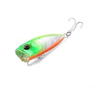 Cebo Popper de 4 cm, 3,2 g con elemento de ruido de bola de acero integrado, acción suave, ojos 3D, ganchos triples para trucha lubina y crappie (I)