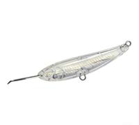 Cebo transparente de 14,2 g, 8,5 cm de largo para róbalo que funciona bien como plomador o andador dependiendo del estilo de recuperación y configuración del equipo