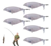 Cebo vacío, sin Pintar, 6 Juntas, Cola giratoria, con Ojos, Accesorios de, cebos de Aguas Superficiales para Agua Dulce y Agua Salada