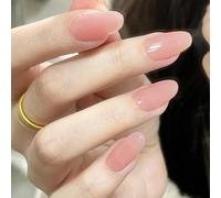 Ceboic 24 Piezas Almendra Uñas Postizas, Medio Rosa Nude Press on Nails, Elegante Color Sólido Artificiales Fake Nails, Naturales Acrílicas Puntas de Uñas para Mujer y Niñas Decoración Manicura