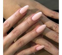 Ceboic 24 Piezas Francesas Rosa Nude Uñas Postizas, Cortas Almendra Press on Nails, Acrílicas Color Sólido Cubierta Completa Uñas Falsas, Bailarina Reutilizables Puntas de Uñas para Mujeres Niñas