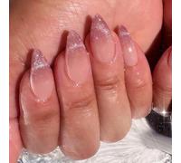 Ceboic 24 Piezas Ojo de Gato Rosa Morado Uñas Postizas, Elegante Degradado Press on Nails Almendra, Medio Brillantes Bailarina Fake Nails, Artificiales Reutilizables Adhesivas Uñas para Mujeres Niñas