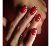 Ceboic 24 Piezas Uñas Postizas Cuadradas Cortas Francesas Press on Nails Cobertura Completa Uñas Artificiales Acrílico Natural Uñas Falsas para Mujeres y Niñas Salón de Uñas DIY (Rojo Brillante)