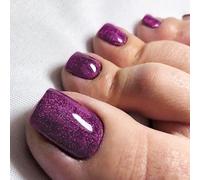 Ceboic 24 Piezas Uñas Postizas Pies, 12 Tamaños Acrílicas Uñas Falsas de Los Pies, Artificial French Fake Toenail Tips, Cobertura Completa Uñas de Los Pies Postizas para Mujeres (Morado Brillante)