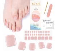 Ceboic 32Pcs Uñas de Gel Pegatinas para Pies, Pegatinas Uñas Pies Adhesivas Tiras Esmalte Cubierta Completa, Pegatinas Uñas Pies Semicurado, Autoadesiva Nail Art Stickers - Rosa Brillante