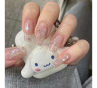 Ceboic Cortas Uñas Postizas Cuadradas, Francesa Autoadherentes Press on Nails Tips, Bailarina Uñas Falsas con Diseño Acrílico Full Cover Fake Nails 12 Tamaños para Niñas (Mariposa)