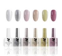Ceboic Esmaltes Semipermanentes para Uñas, 6 Colores Glitter Blanco Plata Desnudo Rosa Amarillo Pintauñas Semipermanentes Polish Kit Soak Off UV/LED Gel Uñas DIY Manicura Nail Art Set, 10ML