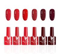 Ceboic Esmaltes Semipermanentes para Uñas, 6 Colores Rojo Oscuro Rojo Granate Vino Rojo Pintauñas Semipermanentes Polish Kit Soak Off UV/LED Gel Uñas DIY Manicura Nail Art Set, 10ML