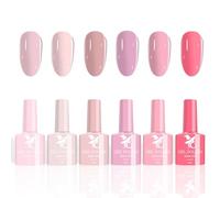 Ceboic Esmaltes Semipermanentes para Uñas, 6 Colores Rosa Claro Rosa Nude Rojo Rosa Pintauñas Semipermanentes Kit Soak Off UV/LED Gel Uñas DIY Manicura Nail Art Set, 10ML