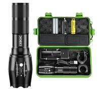 Ceboic Linterna LED Alta Potencia, 2000 Lúmenes Potentes Táctica Militar Recargable Linterna de Mano, 5 Modos Zoomable Impermeable Antorcha con Batería para Camping Ciclismo Emergencia