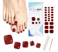 Ceboic Pegatinas Esmalte Uñas de Los Pies, 26 Piezas Envolturas Completas Tiras de Uñas de Pies Calcomanías Autoadhesivas de Uñas, Toe Nail Wraps con Acabado de Gel Brillante (Vino Tinto)