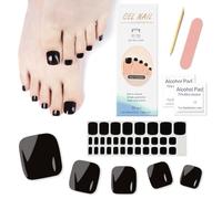 Ceboic Pegatinas Uñas Pies Adhesivas Semipermanente, 32Pcs Uñas de Gel Pegatinas para Pies UV Francesa, Uñas de Gel Pegatinas para Pies Cubierta Completa para Mujeres Uñas Decoraciones - Negro