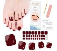 Ceboic Pegatinas Uñas Pies Adhesivas Semipermanente, 32Pcs Uñas de Gel Pegatinas para Pies UV Francesa, Uñas de Gel Pegatinas para Pies Cubierta Completa para Mujeres Uñas Decoraciones - Borgoña