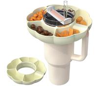 Ceboic Tazón de Refrigerio para Stanley Cup de 40 oz con Asa, Bandeja de Snack de Silicona Reutilizable, Bandeja Deanillo de Refrigerio de 5 Compartimentos, Adecuado para Hogar Exterior (Beige)