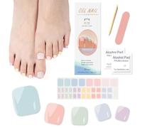 Ceboic Uñas de Gel Pegatinas para Pies UV, 32Pcs Tiras Gel Esmalte Semicuradas, Pegatinas Uñas Semipermanente para Pies, Pegatinas Uñas Pies Francesa para Mujeres Uñas Decoraciones - Macarrón