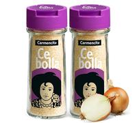 Cebolla en polvo Carmencita, Sazonador de cebolla, Ideal para multitud de aliños, marinadas, rebozados y ensaladas., Sin Gluten, Contiene 2 unidades de 38 g