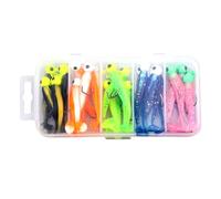 Cebos de Lubin blandos - Tienda artificial de gusanos de pesca - Juego de Despales des Fisheries | 25 x Cola T Lns con alta resistencia ganchos + caja de almacenamiento