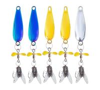 Cebos Giratorios de Pesca - Cucharas Anzuelos Triple Agua Salada 5 Unidades | Juego de Cucharas para Río Lago Agua Salada Trucha Lucio Siluro Salmón