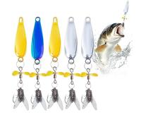 Cebos Spinner de Pesca | Cucharas Anzuelos Triple Agua Salada 5 Unidades - Equipo de Cucharas Reflejantes para Agua Salada Dulce Trucha Lucio Lucioperca Bagre