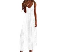 Ceboyel Vestido de mujer con tirantes florales, vestido de verano casual, largo, maxi, con cuello en V, sexy, bohemio, de moda, ropa de playa 2024, negro, XXL