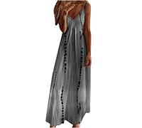 Ceboyel Vestido de mujer con tirantes florales, vestido de verano casual, largo, maxi, con cuello en V, sexy, bohemio, de moda, ropa de playa 2024, negro, Negro #10, Large