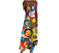 Ceboyel Vestido de verano largo casual con tirantes de espagueti para mujer, cuello en V, vestido bohemio sexy, ropa de playa moderna 2024, S