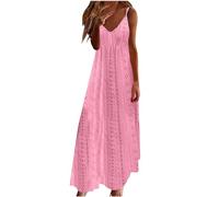 Ceboyel Vestido largo de verano con tirantes delgados florales para mujer, vestido largo de verano, sexy, bohemio, ropa de playa 2024, Rosa intenso #45, Large
