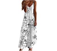 Ceboyel Vestido largo de verano con tirantes delgados florales para mujer, vestido largo de verano, sexy, bohemio, ropa de playa 2024, Blanco #17, XXL