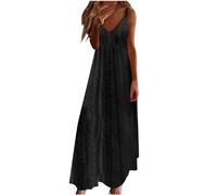 Ceboyel Vestido largo de verano con tirantes delgados florales para mujer, vestido largo de verano, sexy, bohemio, ropa de playa 2024, Negro #28, XXL