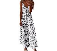 Ceboyel Vestido largo de verano con tirantes delgados florales para mujer, vestido largo de verano, sexy, bohemio, ropa de playa 2024, Blanco #4, XXL