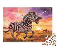 Cebra Africana Puzzle de 1000 Piezas Papel Puzzle para Adultos Paisaje de Sabana Relajación Concentración Familia Decoración Regalo 70x50cm/1000pcs
