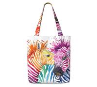 Cebra arcoíris，Bolsas de supermercado reutilizables, bolsas de compras, bolsas de lona de gran capacidad, bolso de hombro