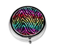 Cebra arcoíris colorida, pastillero, pastillero cuadrado para bolsillo o monedero, pastillero pequeño, organizador de pastillas de viaje