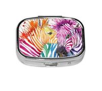 cebra arcoiris, Pastillero cuadrado para bolsillo o monedero, pequeño contenedor de pastillas, organizador de pastillas de viaje