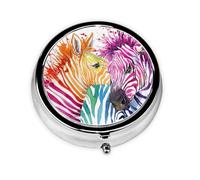 cebra arcoiris, Pastillero, Pastillero redondo Pequeño contenedor de pastillas Organizador de pastillas de viaje