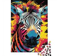 Cebra Colorida Puzzle de 1000 Piezas Puzzle para Adultos Papel Estilo Pop Art Relajante Decoración Hogar Regalo Interactivo 70x50cm/1000pcs