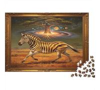 Cebra de la Sabana Puzzle de 1000 Piezas Papel para Adultos Escena de Naturaleza Fantástica Relajación Atención Decoración Hogar Regalo Familiar 52x38cm/1000pcs