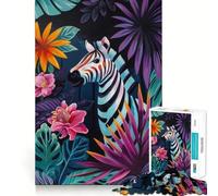 Cebra en un Entorno Floral Tropical Rompecabezas de 1000 Piezas para Adolescentes Juego de Entrenamiento cognitivo Ajuste, Compacto y Divertido para Jugar en Familia (50x75cm)