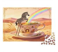 Cebra Fantasía Taza de Té Puzzle de 1000 Piezas Papel Puzzle para Adultos Escena de Ensueño Juego de Puzzle 1000 Piezas Relajación Familia Regalo 38x26cm/1000pcs